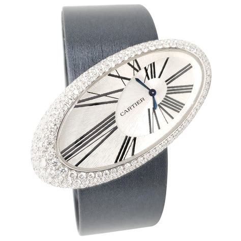 cartier oval watch with diamonds|cartier baignoire diamond watch price.